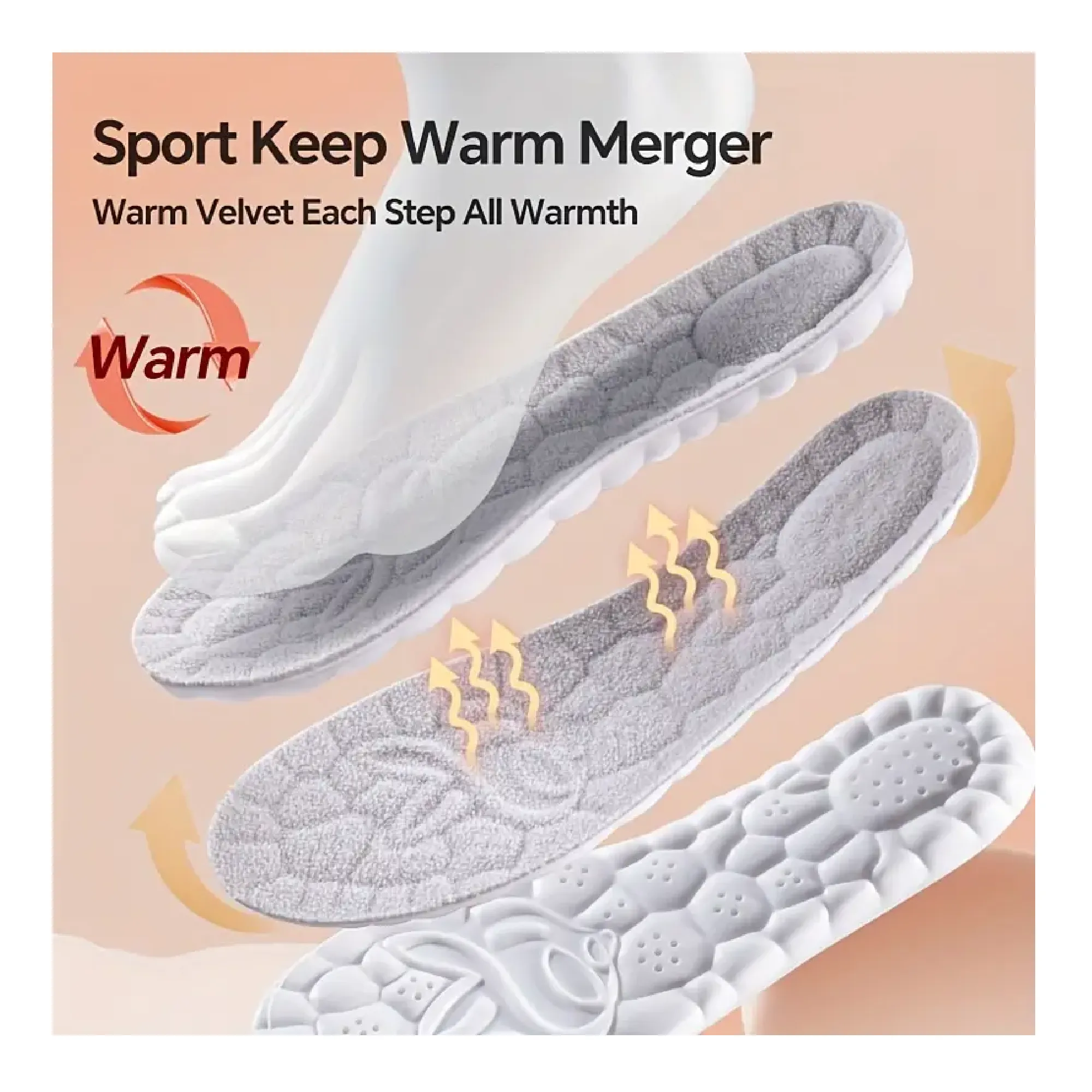 1Pair Self-Heated Thermal Insoles For Winter, Thicken Wool Memory Foam Shoe Pads For Men & Women