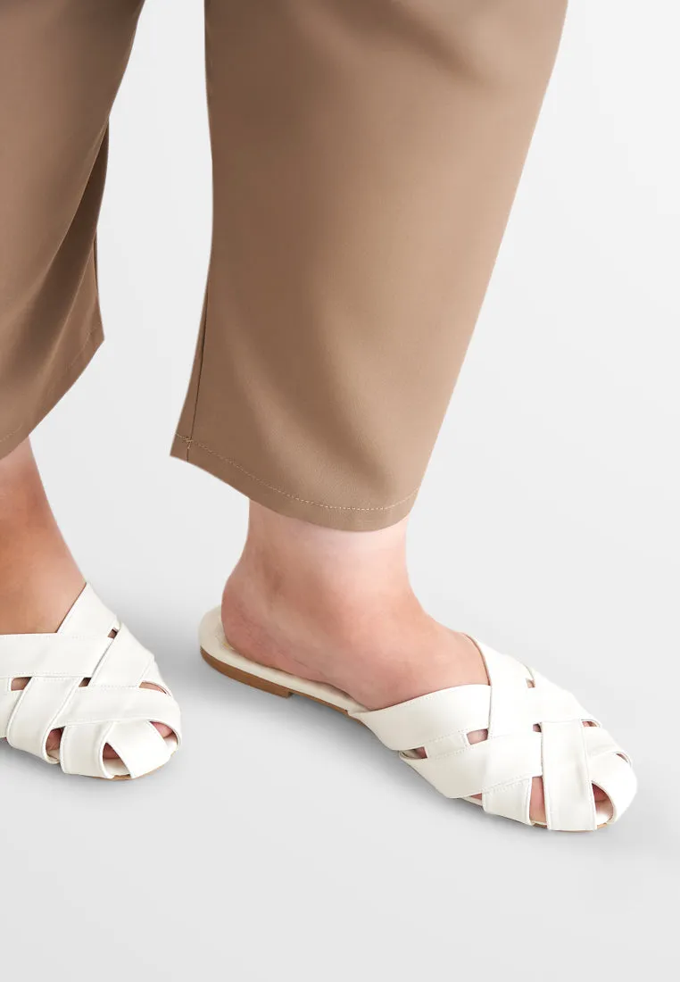 Anyam Woven-like Slip on Sandals - White