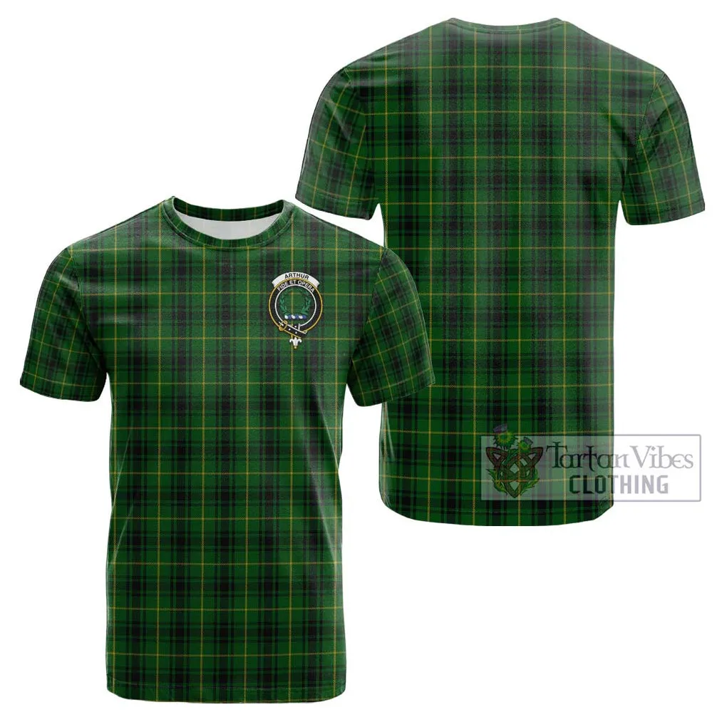 Arthur Tartan Cotton T-Shirt with Family Crest