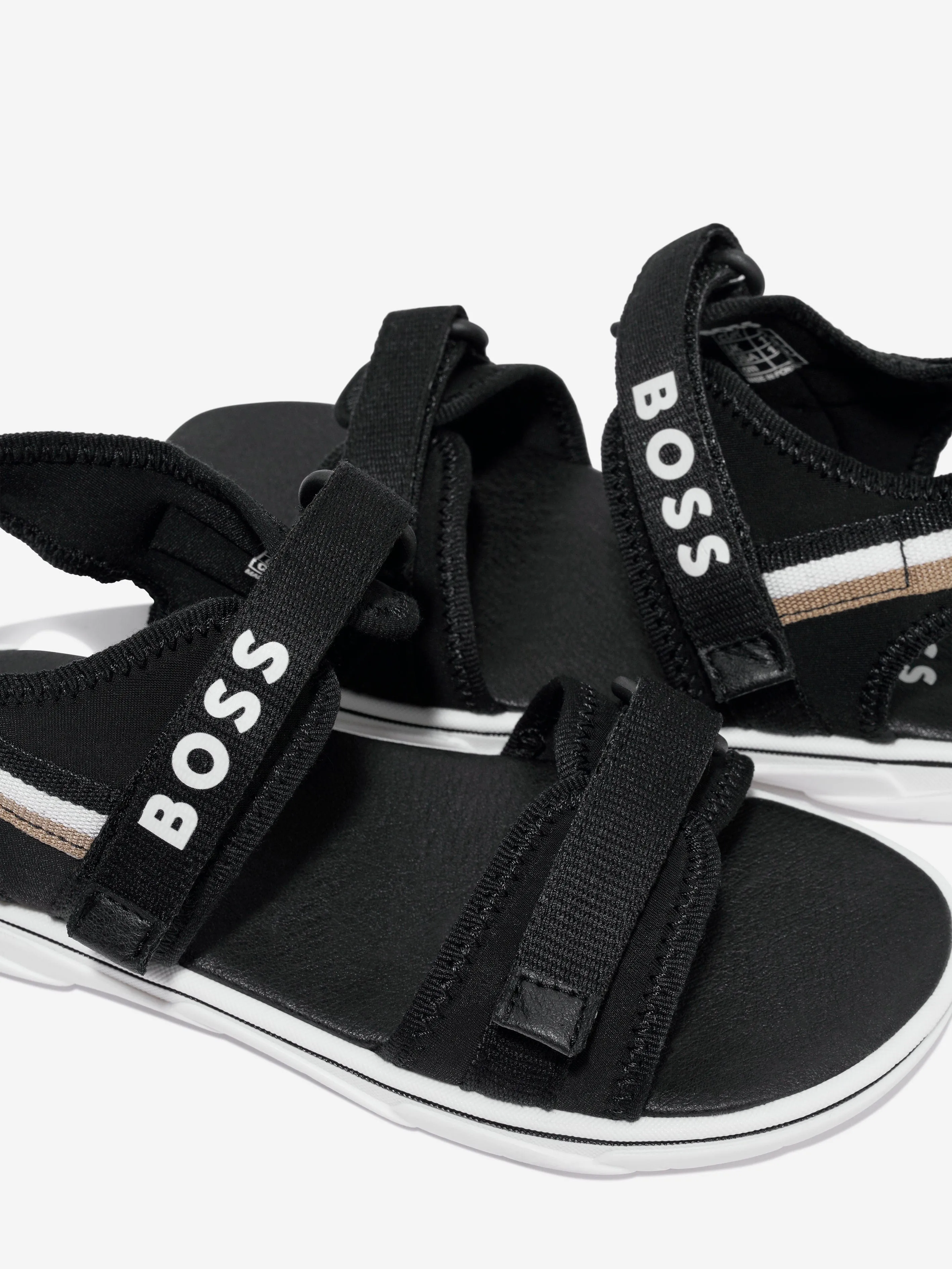 BOSS Boys Logo Strap Sandals In Black