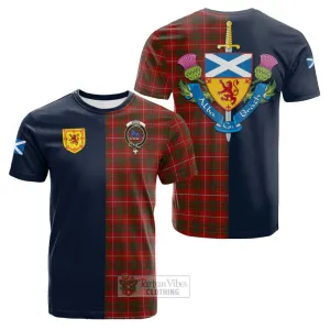 Bruce Tartan Cotton T-shirt Alba with Scottish Lion Royal Arm Half Style