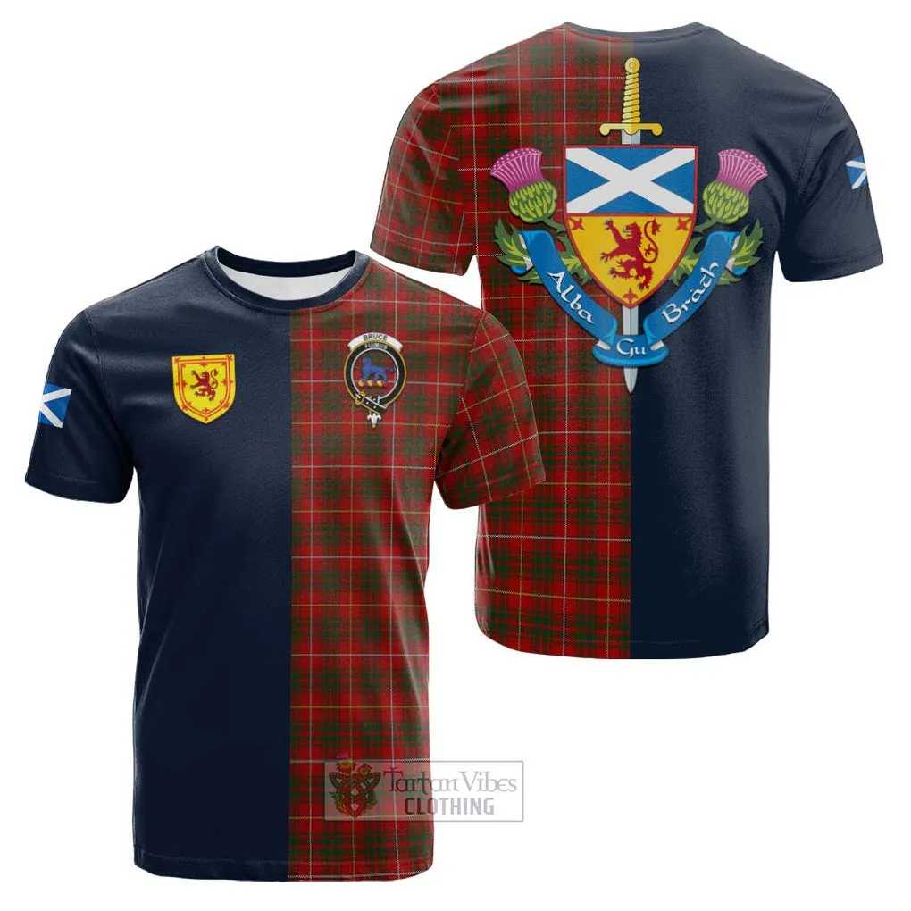 Bruce Tartan Cotton T-shirt Alba with Scottish Lion Royal Arm Half Style