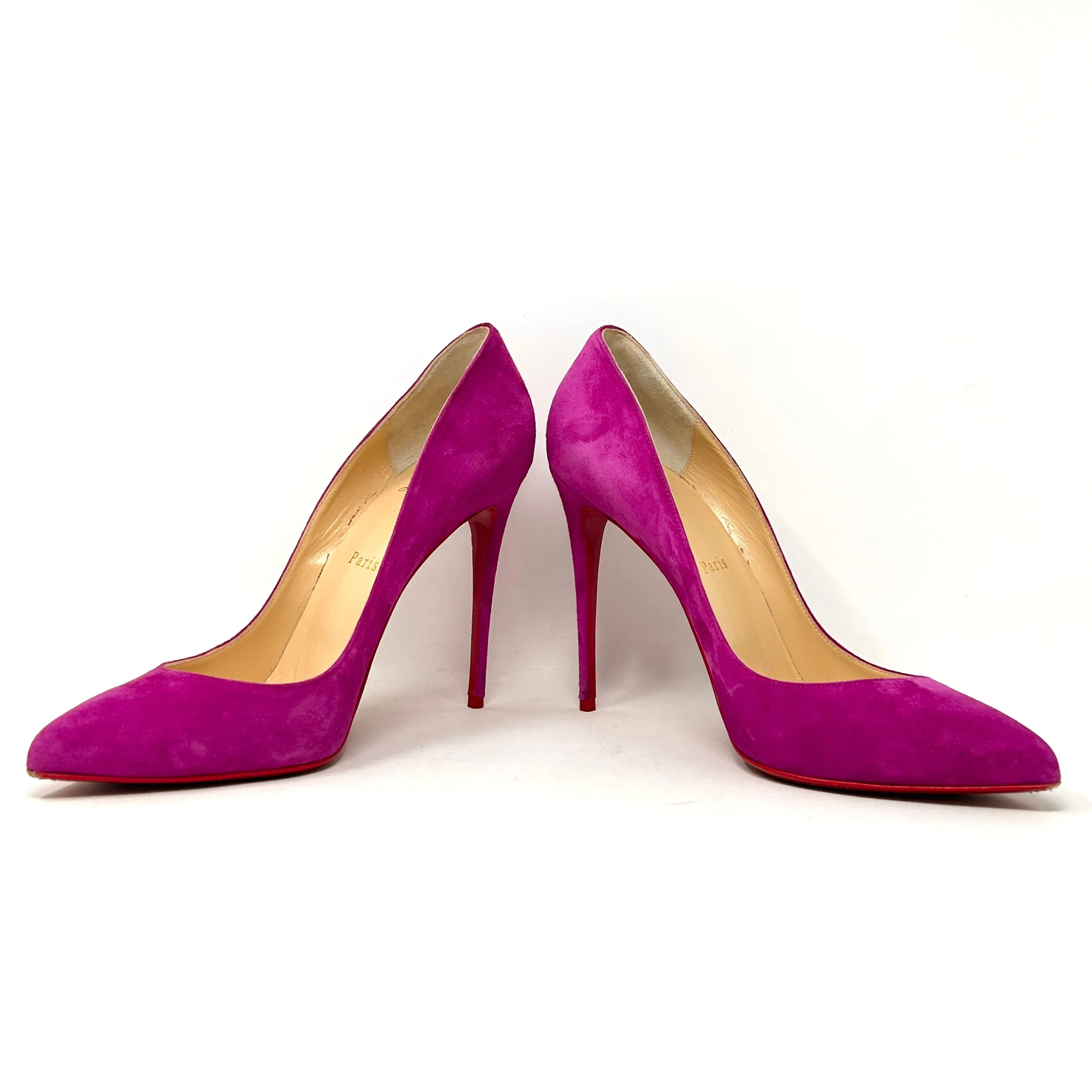 Christian Louboutin Pigalle Follies 100 Pink Suede Leather Pump Heels 40 UK 7