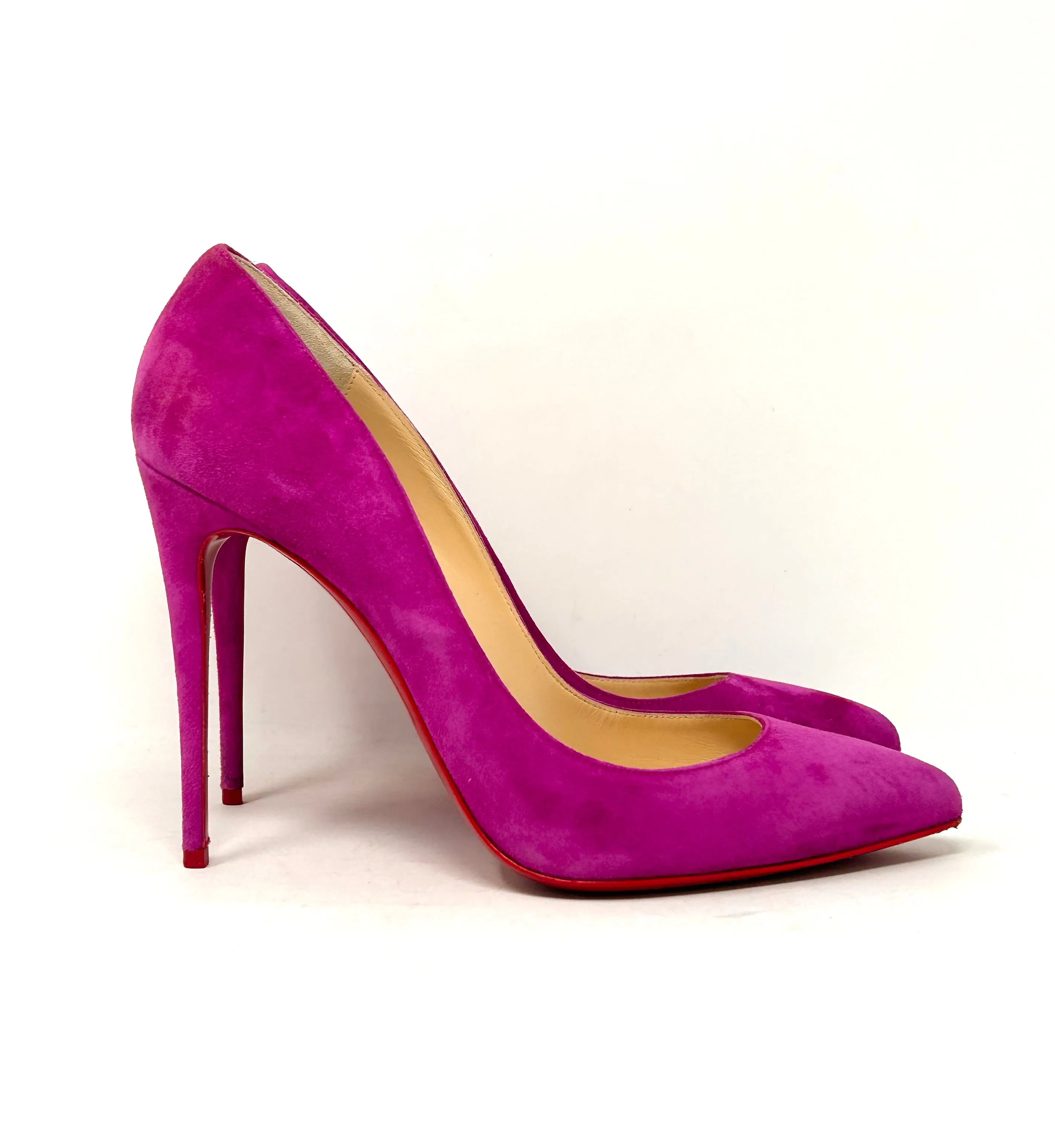 Christian Louboutin Pigalle Follies 100 Pink Suede Leather Pump Heels 40 UK 7