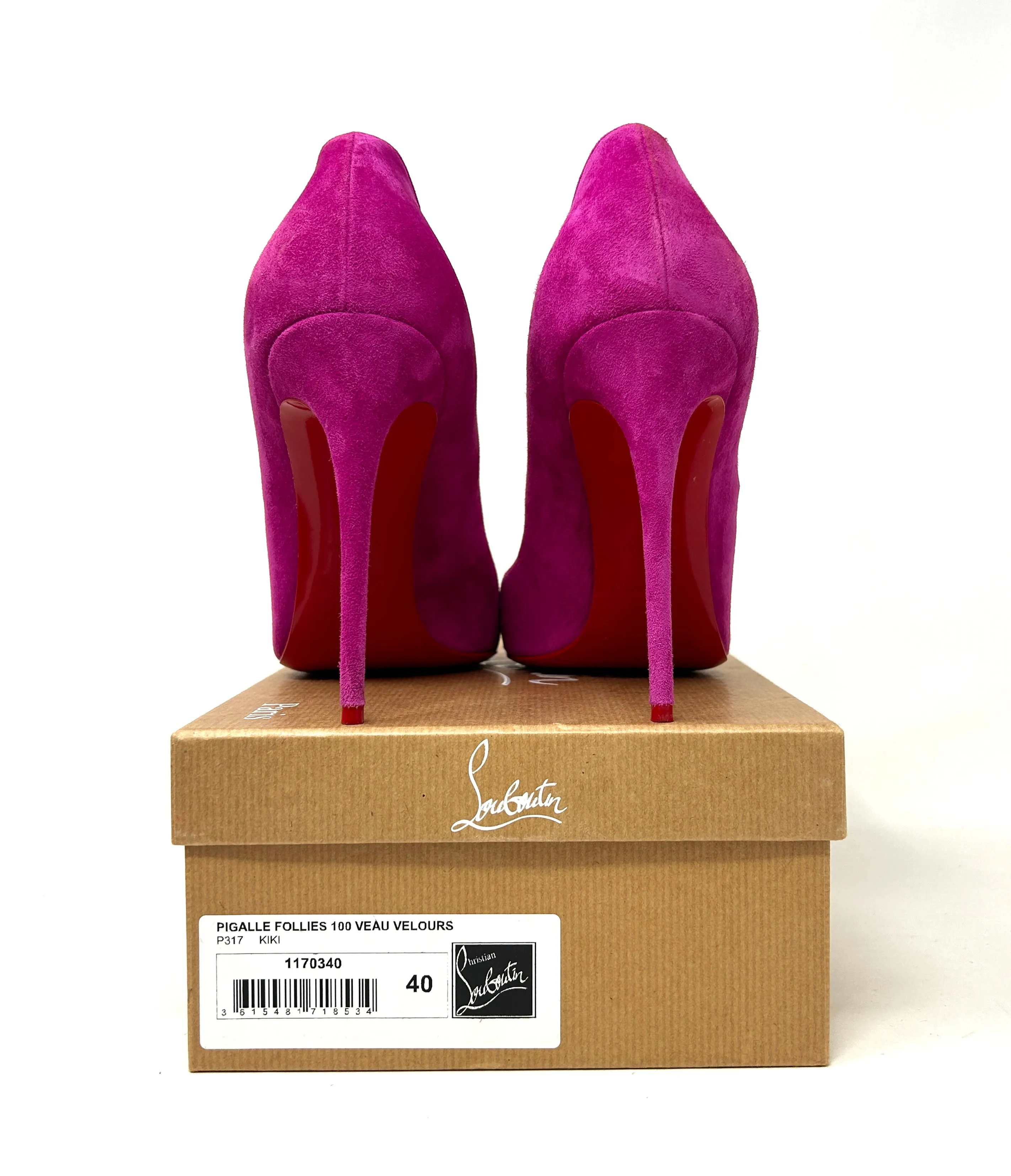 Christian Louboutin Pigalle Follies 100 Pink Suede Leather Pump Heels 40 UK 7