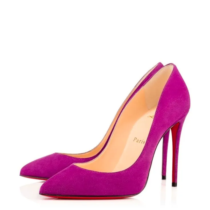 Christian Louboutin Pigalle Follies 100 Pink Suede Leather Pump Heels 40 UK 7