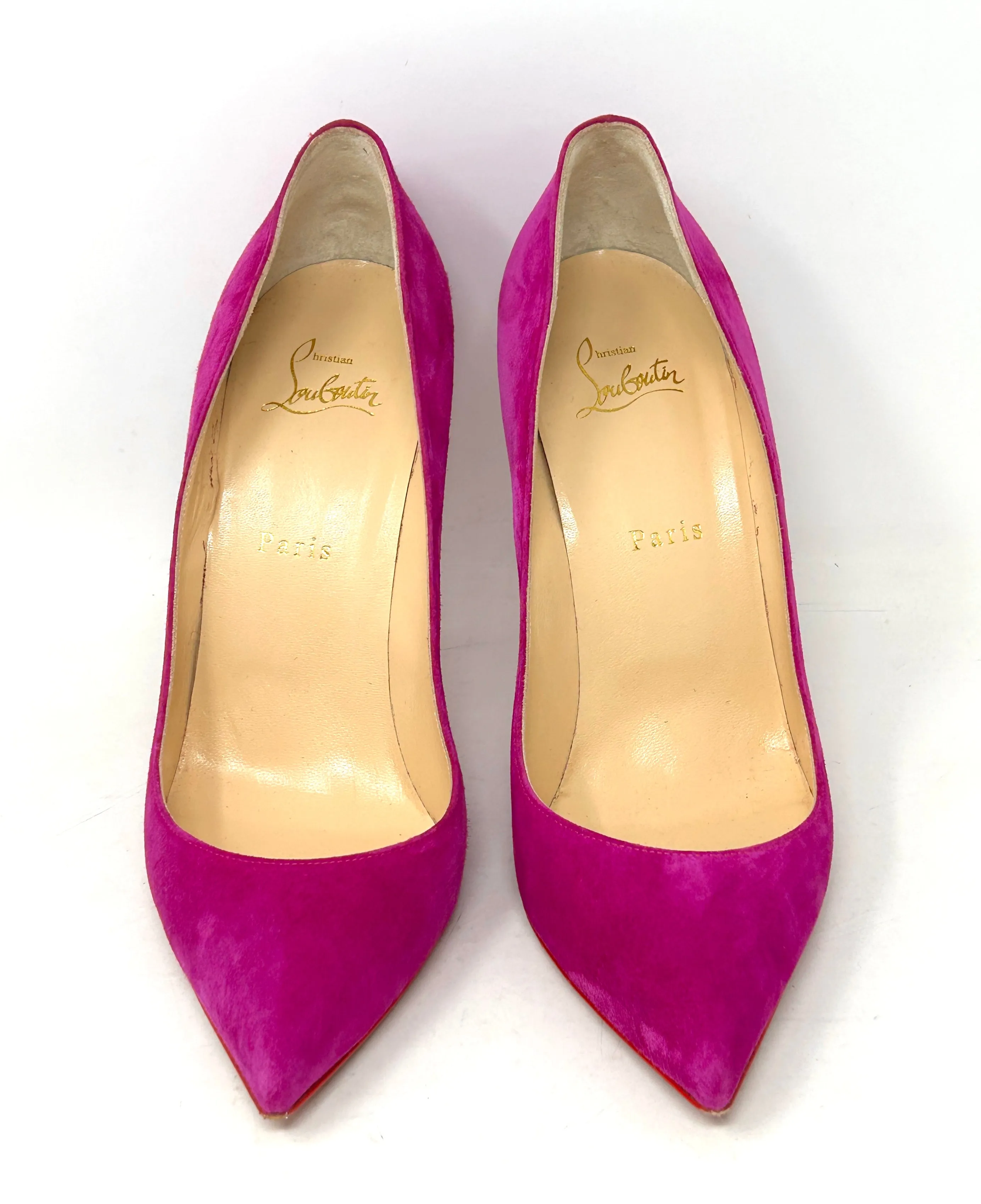 Christian Louboutin Pigalle Follies 100 Pink Suede Leather Pump Heels 40 UK 7