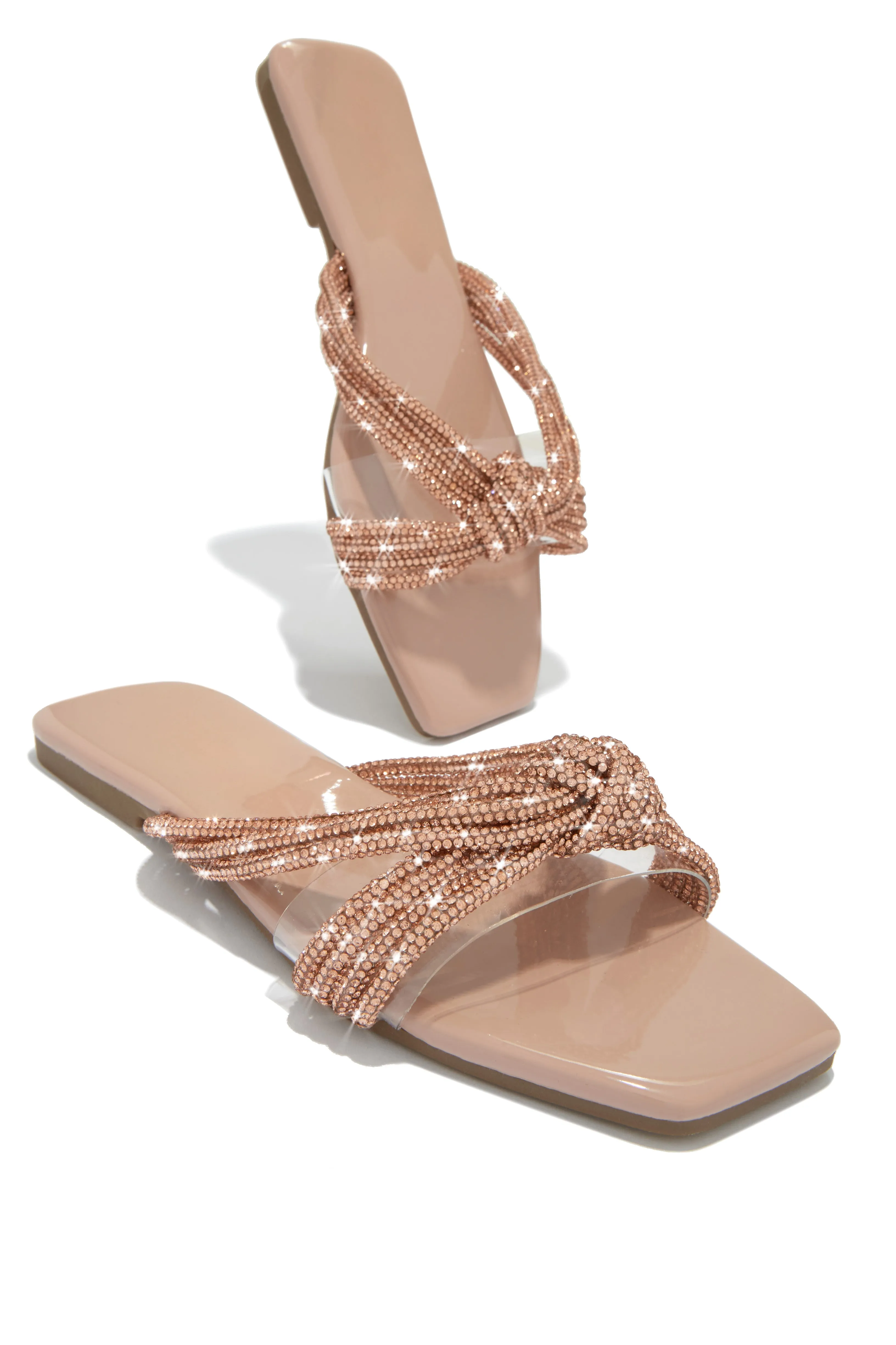 Cozumel Embellished Slip On Sandals - Nude