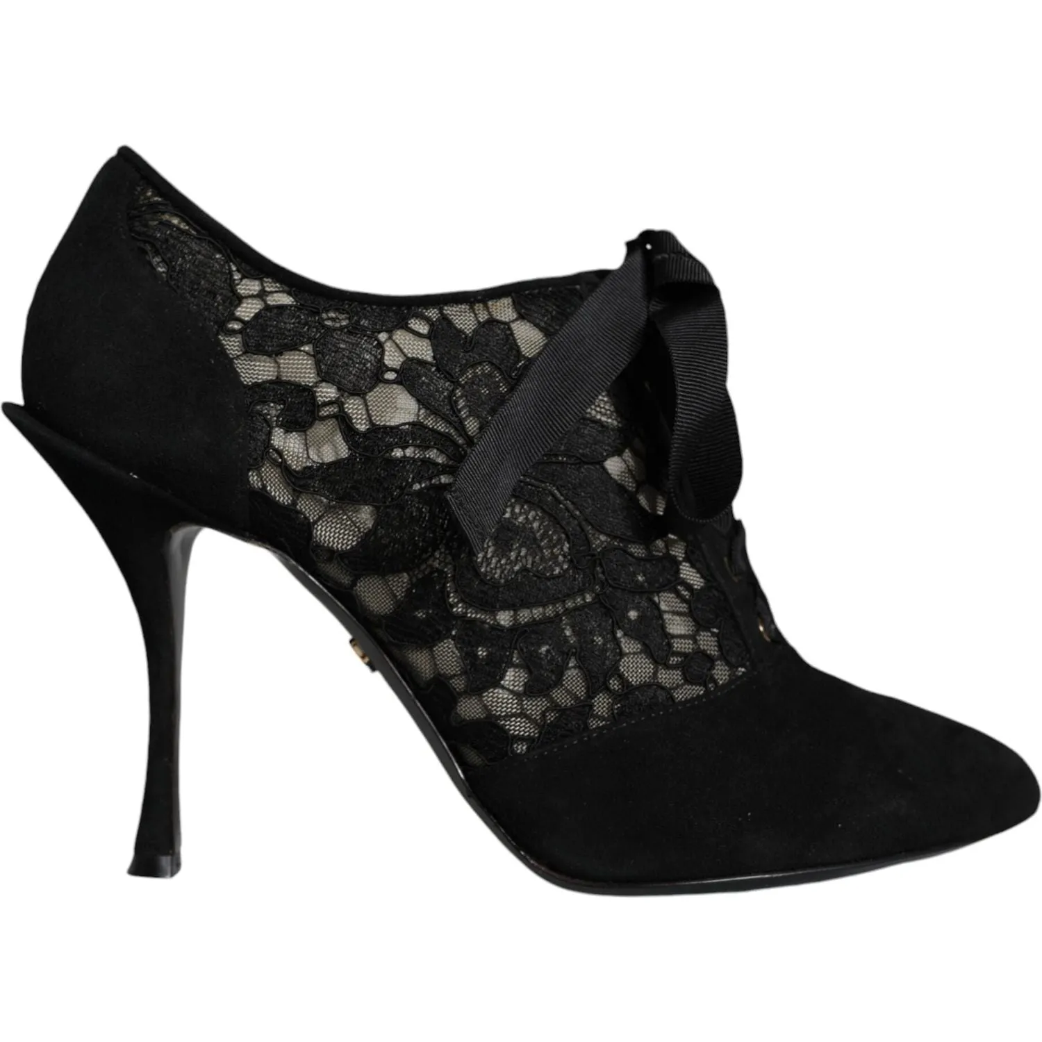 Dolce & Gabbana Black Taormina Lace Up Stretch Heels Shoes