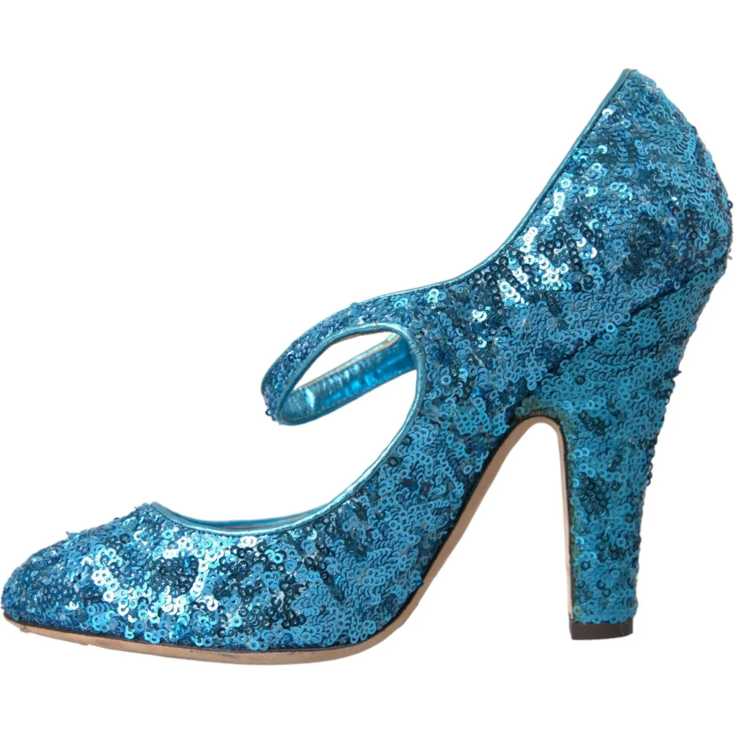 Dolce & Gabbana Blue Sequin Mary Jane Pumps High Heels Shoes