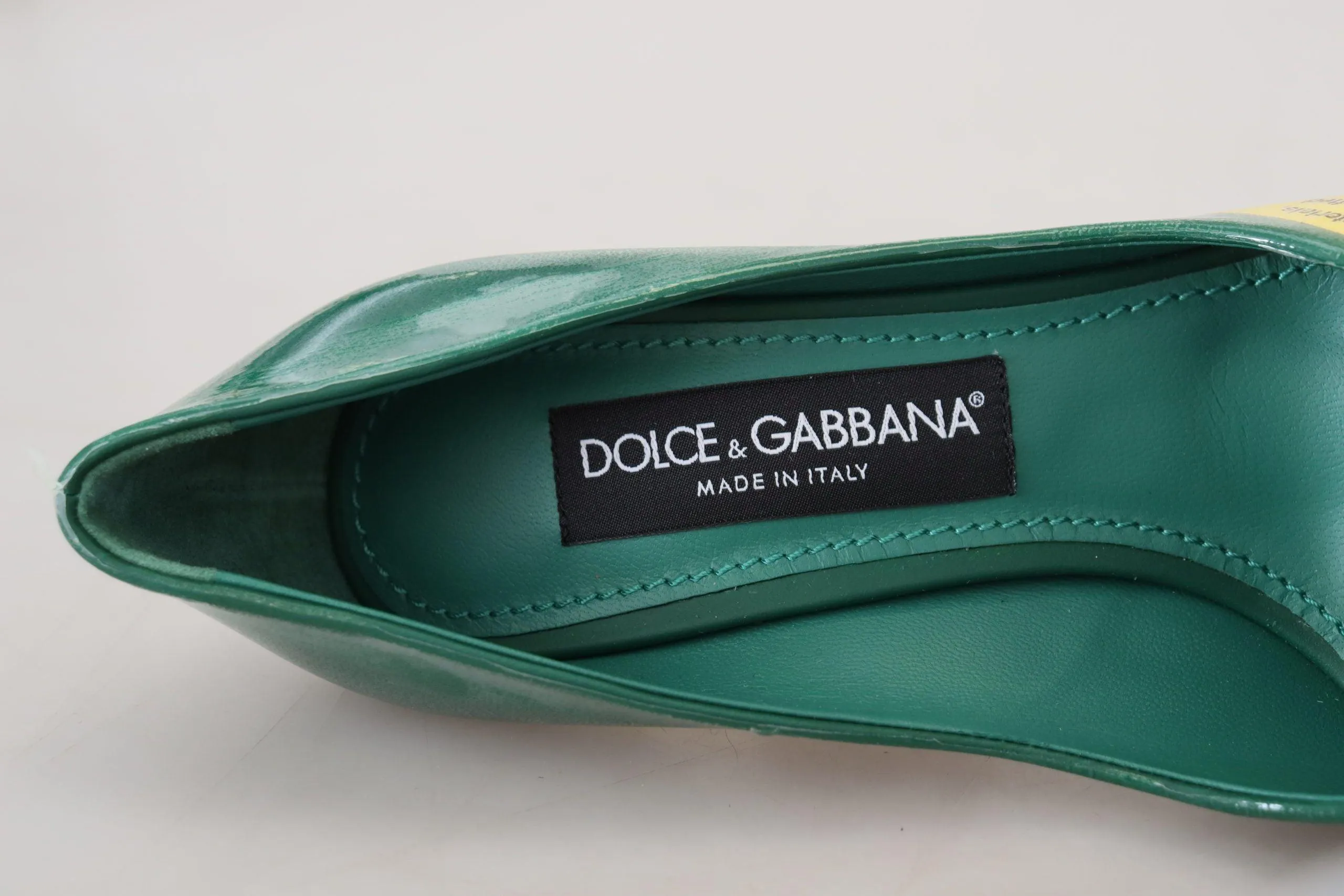 Dolce & Gabbana Green Leather Heels Pumps Plastic Shoes