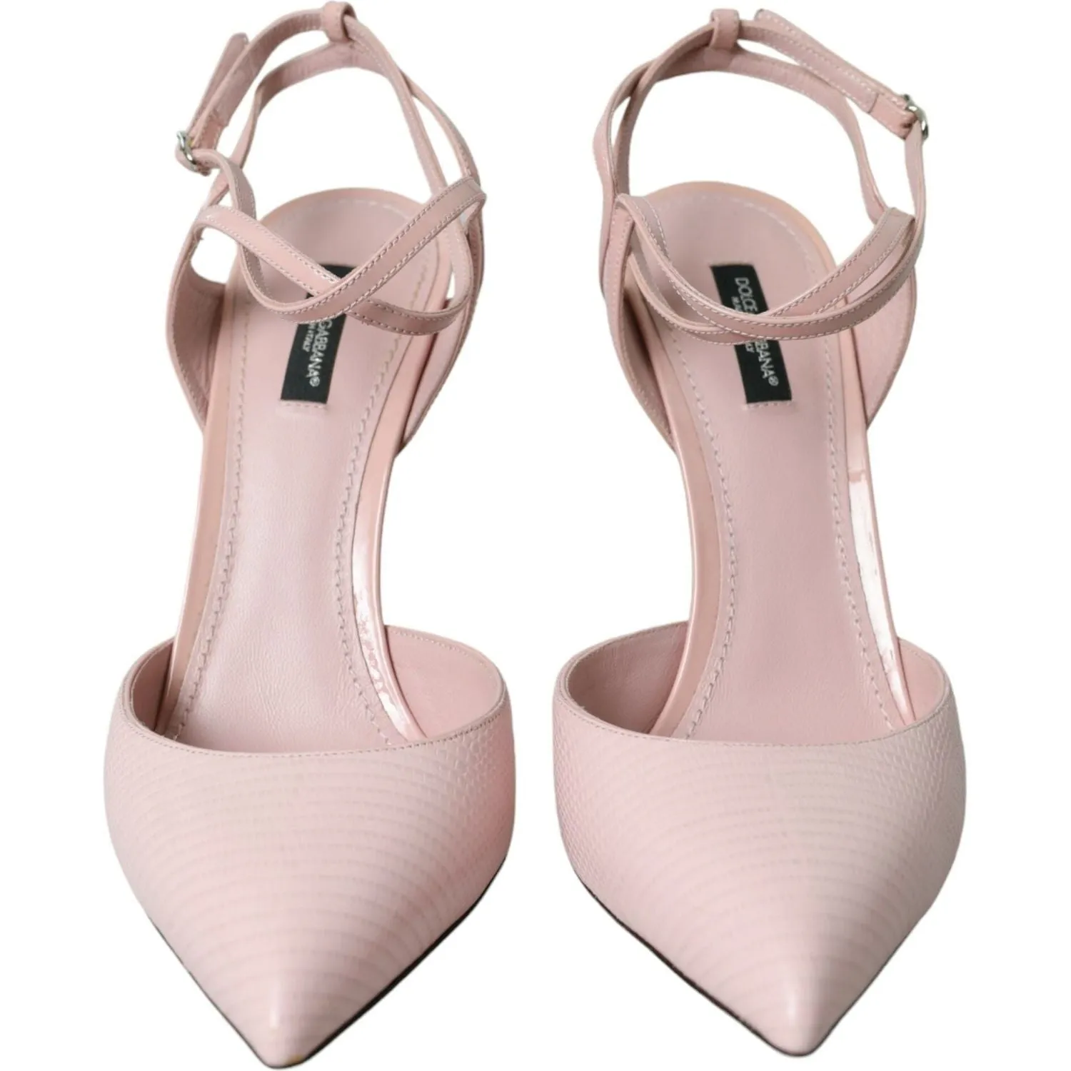 Dolce & Gabbana Pink Leather Ankle Strap Heels Pumps Shoes