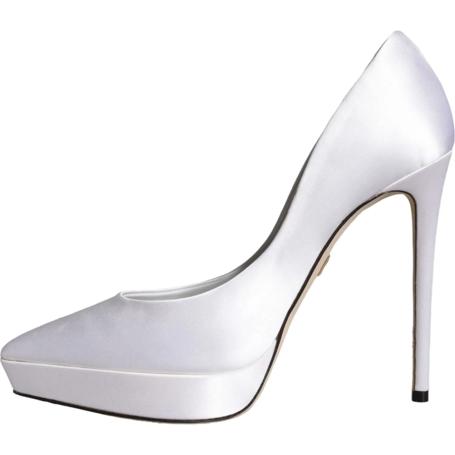 Dolce & Gabbana White Satin Platform High Heels Pumps Shoes