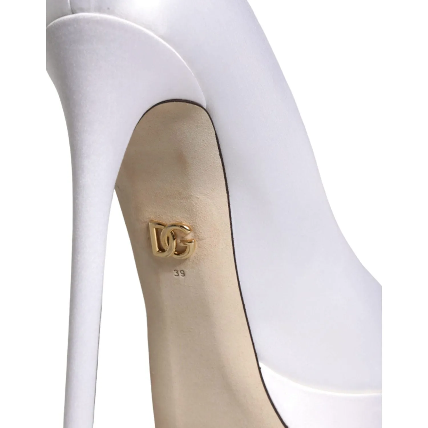 Dolce & Gabbana White Satin Platform High Heels Pumps Shoes