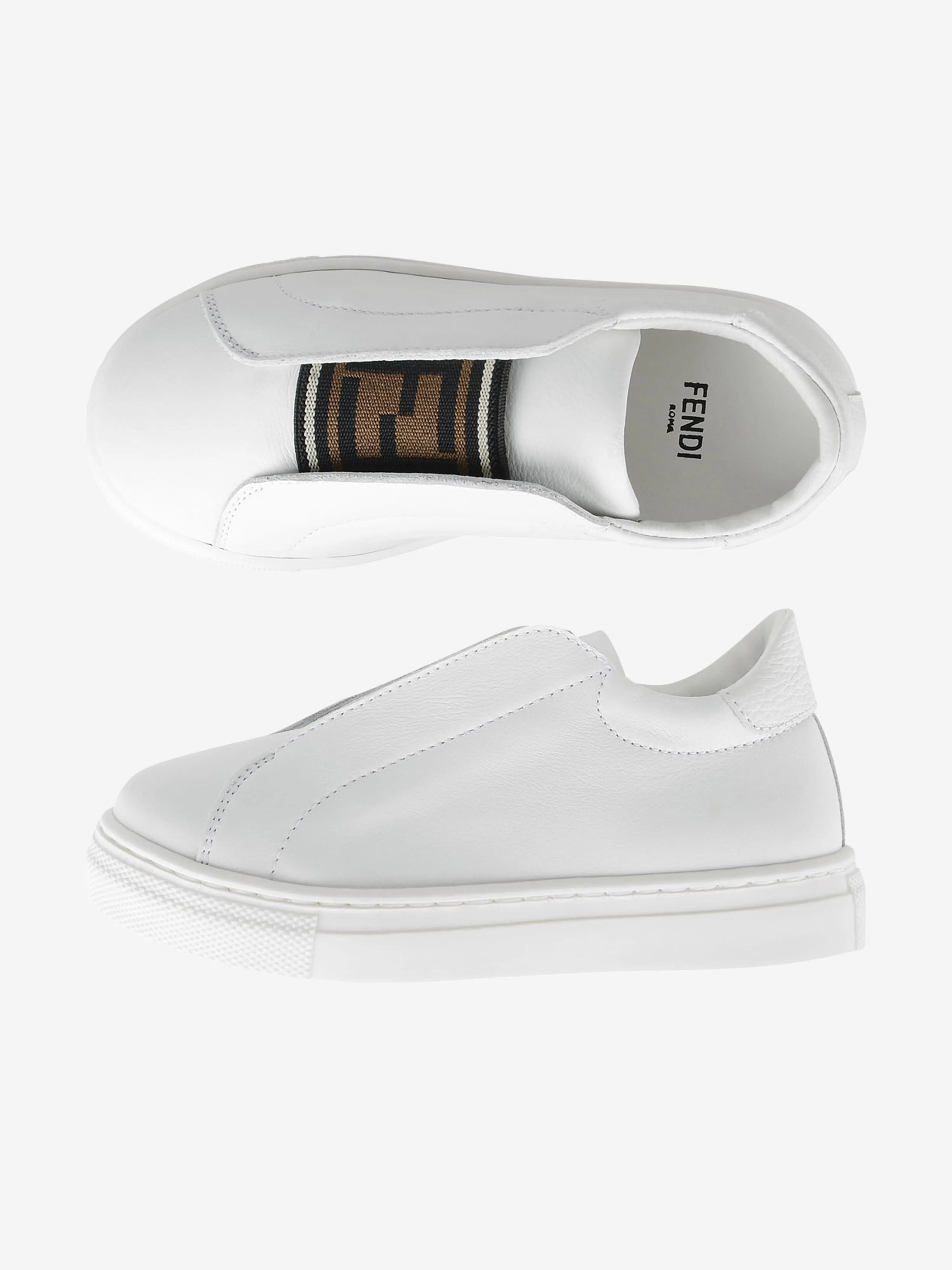 Fendi Leather Branded Slip On Trainers