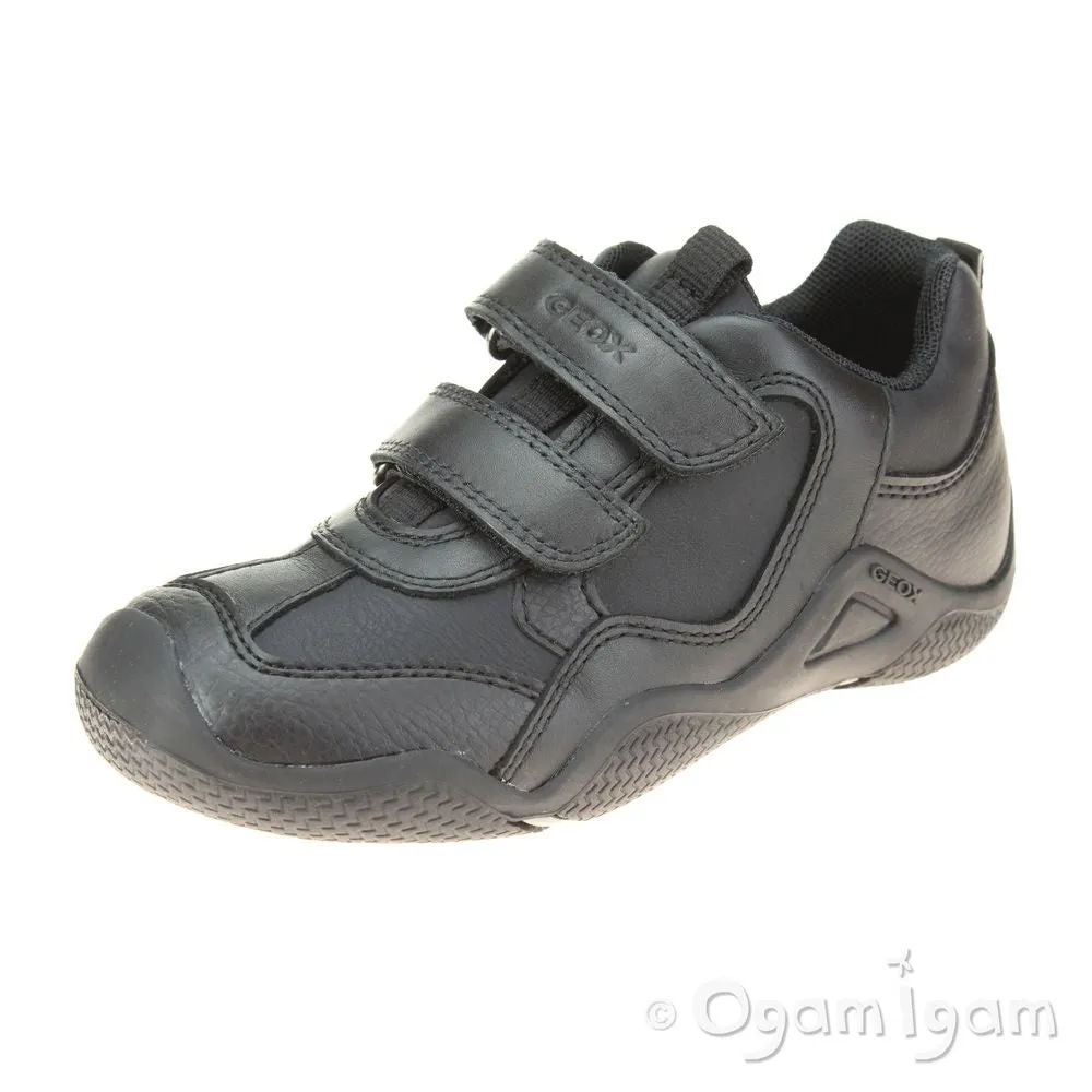 Geox Wader Boys Black School Shoe