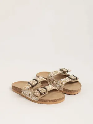 Luna Blu Beige Comfort Sandals with Dual Straps for Ultimate Comfort