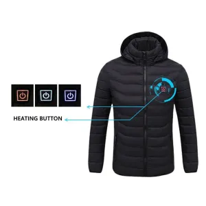 Men Winter Warm USB Smart Thermostat  Heated  Waterproof Hoodie Jacket