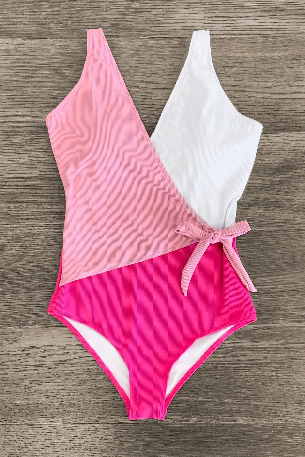 Mom & Me - Pink & White One Piece Swimsuit