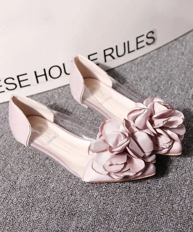 Pink Floral Comfy Splicing Walking Sandals Pointed Toe