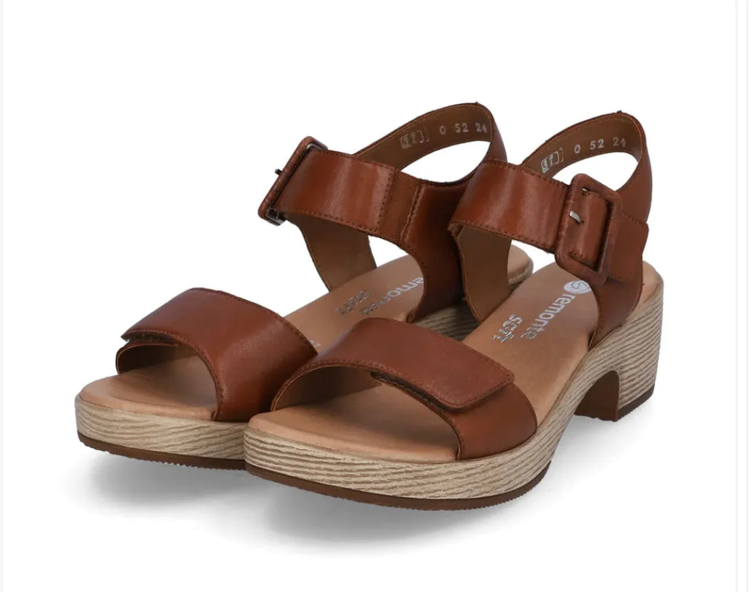 Remonte DON52-24 Odeon Tan Low Heel Leather sandals