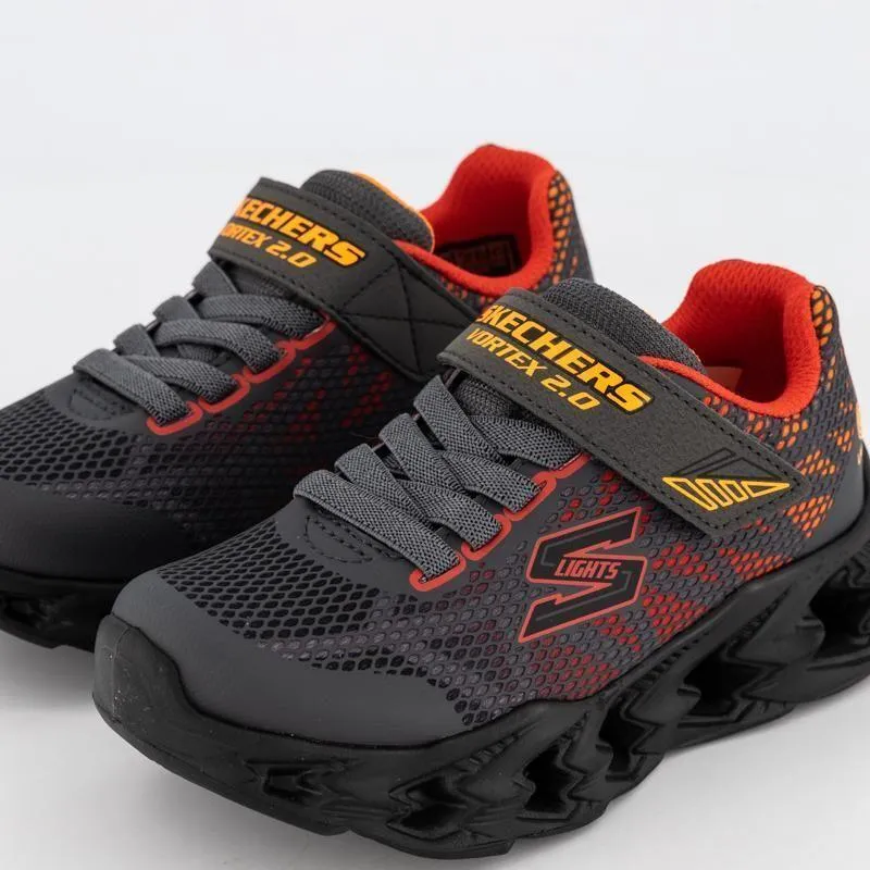 SKECHERS Vortex 2.0 Light Up - Charcoal/Multi - Shoe - Kids