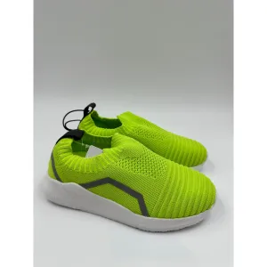 Small Kid Size 11, Neon Slip-on Water Shoes, with White Sole and Gray Accents