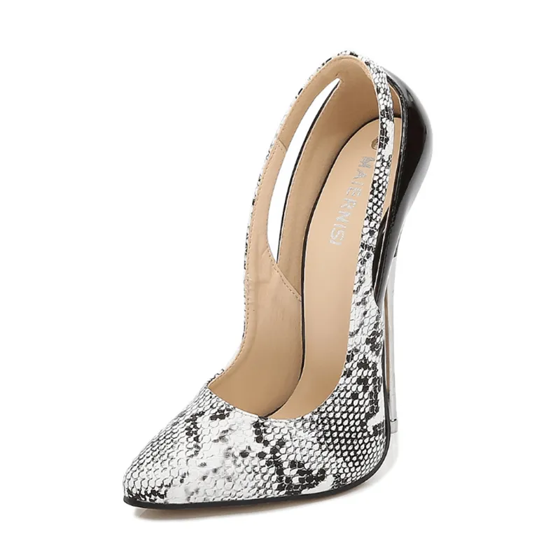 Snakeskin 16 cm Metal High Heel Pumps