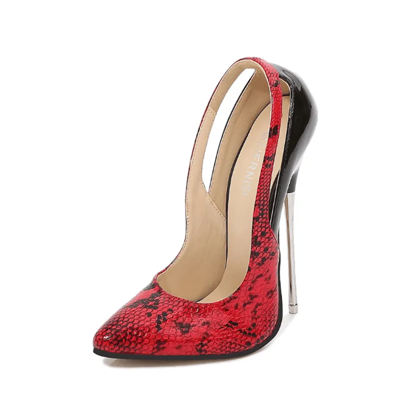 Snakeskin 16 cm Metal High Heel Pumps