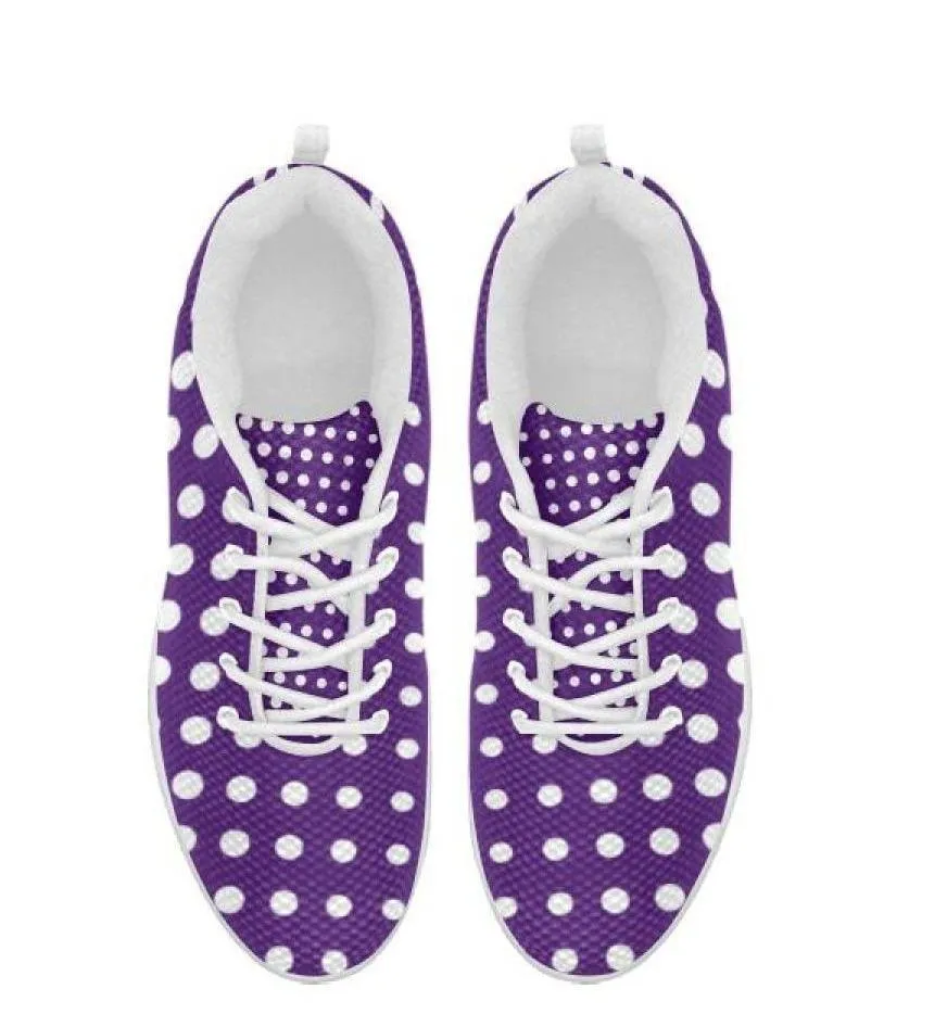 Sneakers For Women,  Purple And White Polka Dot  - Running Shoes