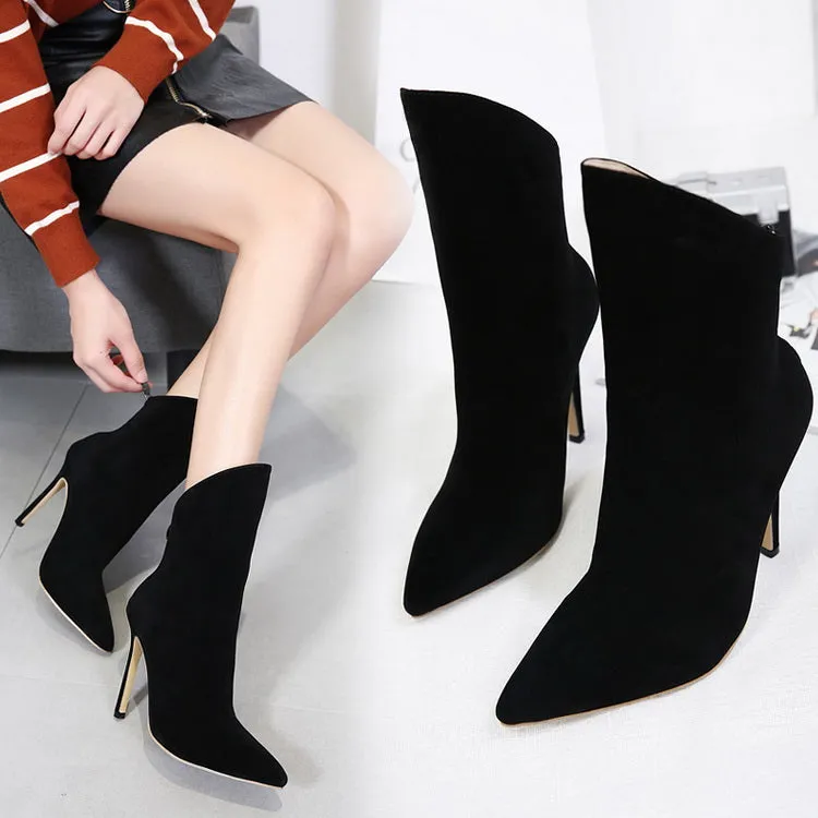 Trendy White Ankle Boots With Buckle Zipper Thin Metal Heels